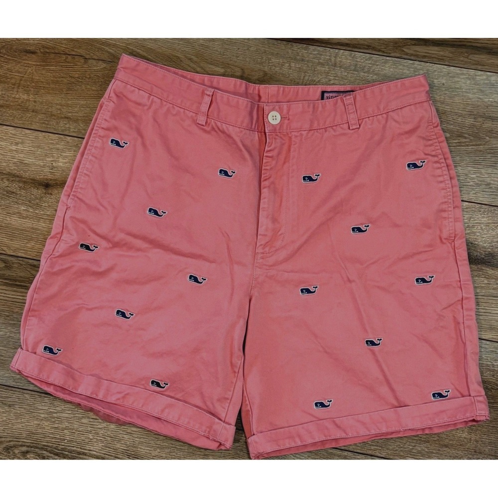 Vineyard Vines Club‎ Short Mens 36 Pink Whale Embroidered Chino Shorts